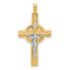 14k Two-Tone Hollow INRI Crucifix Pendent
