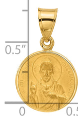 14k Polished and Satin Solid Sacred Heart of Jesus Medal