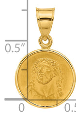 14k Polished and Satin Solid Face of Jesus Medal
