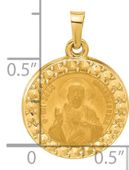 14K Hollow Sacred Heart of Jesus Medal