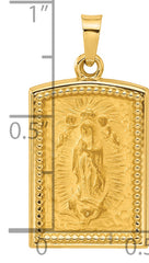 14K Rectangular Hollow Our Lady of Guadalupe Medal