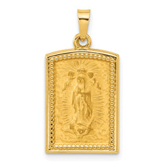 14K Rectangular Hollow Our Lady of Guadalupe Medal