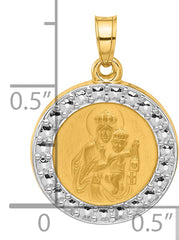 14K and White Rhodium Hollow Our Lady of Mt Carmel Medal