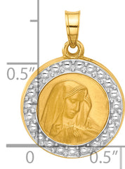 14k and Rhodium Hollow Lady of Sorrows Pendant