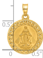 14K Hollow Miraculous Mary Plain Back Medal