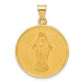 14k Polished and Satin Solid Miraculous Mary Plain Back Medal