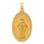 Miraculous Medal Oval Pendant in 14K Yellow Gold, 33mm Brushed & Satin - Sophia Jewelers