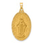 14k Satin and Polished Miraculous Medal Solid Oval Pendant