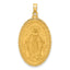 14k Satin and Polished Miraculous Medal Solid Oval Pendant