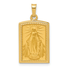 14K Rectangular Hollow Miraculous Medal