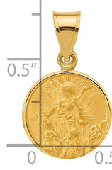 14k Polished and Satin Solid Our Guardian Angel Medal