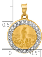 14k with Rhodium Satin and Polished St Anthony Medal Circle Pendant