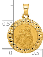14K Polished Hollow St Anthony Medal