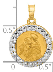14K with White Rhodium Hollow St. Anthony Medal