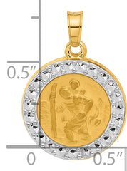 14K with White Rhodium Hollow St. Christopher Medal