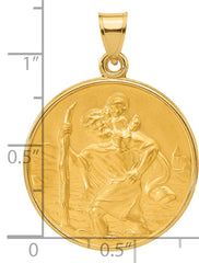 14k Polished and Satin Solid St. Christopher Medal