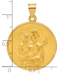 14k Polished and Satin Solid St Joseph Medal