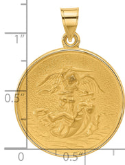 14k Polished and Satin Solid St. Michael Medal