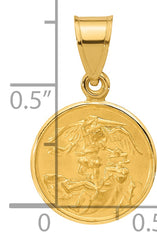 14k Polished and Satin Solid St. Michael Medal