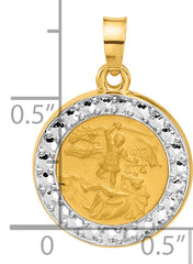 14K with White Rhodium Hollow St. Michael Medal
