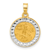 14K with White Rhodium Hollow St. Michael Medal