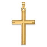 14k Laser Etched Cross Charm