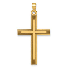 14k Laser Etched Cross Charm