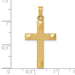 14k Polished And Textured Latin Cross Pendant