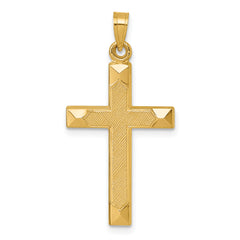 14k Polished And Textured Latin Cross Pendant