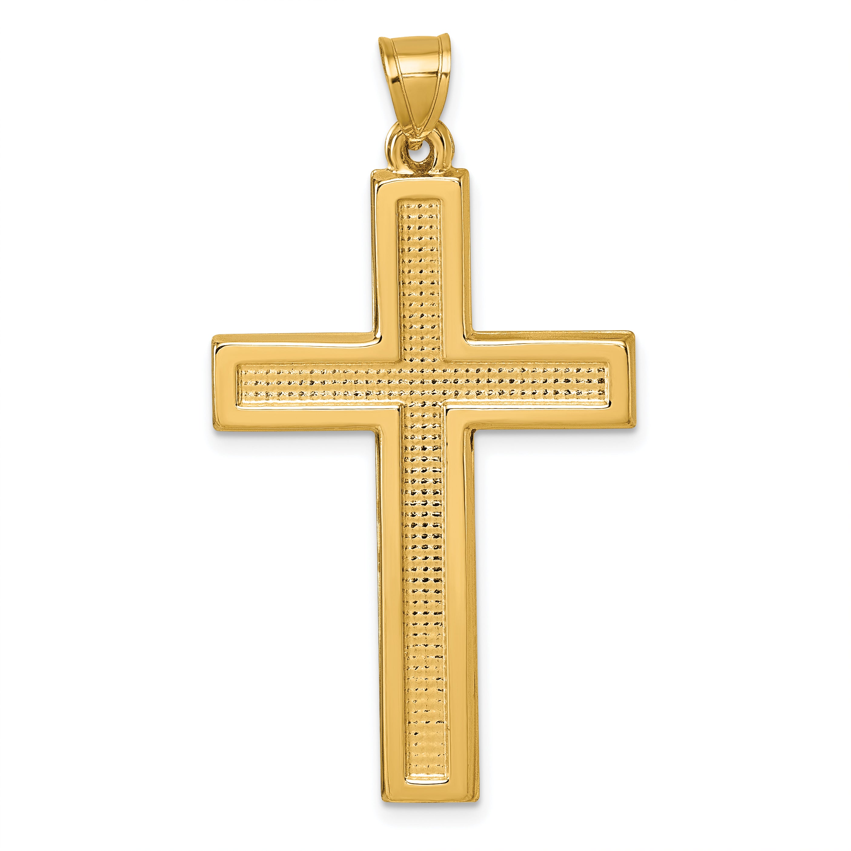 14k Polished And Textured Latin Cross Pendant
