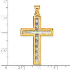 14k with White Rhodium Polished Latin Cross Pendant