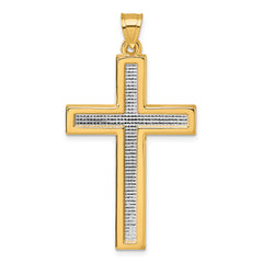 14k with White Rhodium Polished Latin Cross Pendant