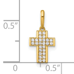 14k Polished Pave CZ Latin Cross Charm / Pendant