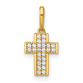 14k Polished Pave CZ Latin Cross Charm / Pendant