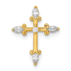 14k Polished Fancy CZ Cross Chain Slide Pendant