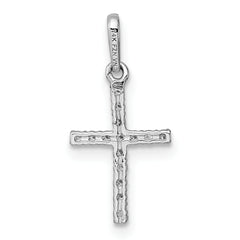 14k White Gold Polished CZ Latin Cross Pendant