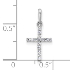 14k White Gold Polished CZ Latin Cross Pendant