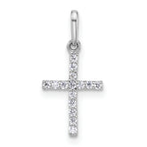 14k White Gold Polished CZ Latin Cross Pendant