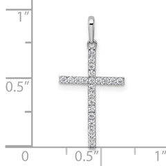 14k White Gold Polished CZ Latin Cross Pendant