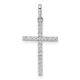 14k White Gold Polished CZ Latin Cross Pendant