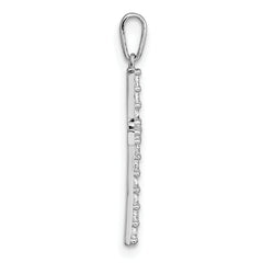 14k White Gold Polished CZ Latin Cross Pendant