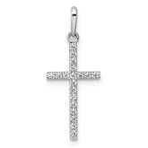 14k White Gold Polished CZ Latin Cross Pendant