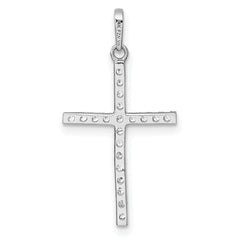 14k White Gold Polished CZ Latin Cross Pendant