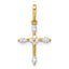 14k Polished and Beaded Fancy CZ Cross Charm / Pendant