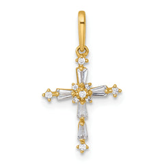 14k Polished Fancy CZ Cross Charm / Pendant