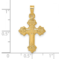 14k Polished Fleur de Lis Cross Pendant
