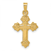14k Polished Fleur de Lis Cross Pendant