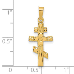 14k Polished Eastern Orthodox Cross Pendant