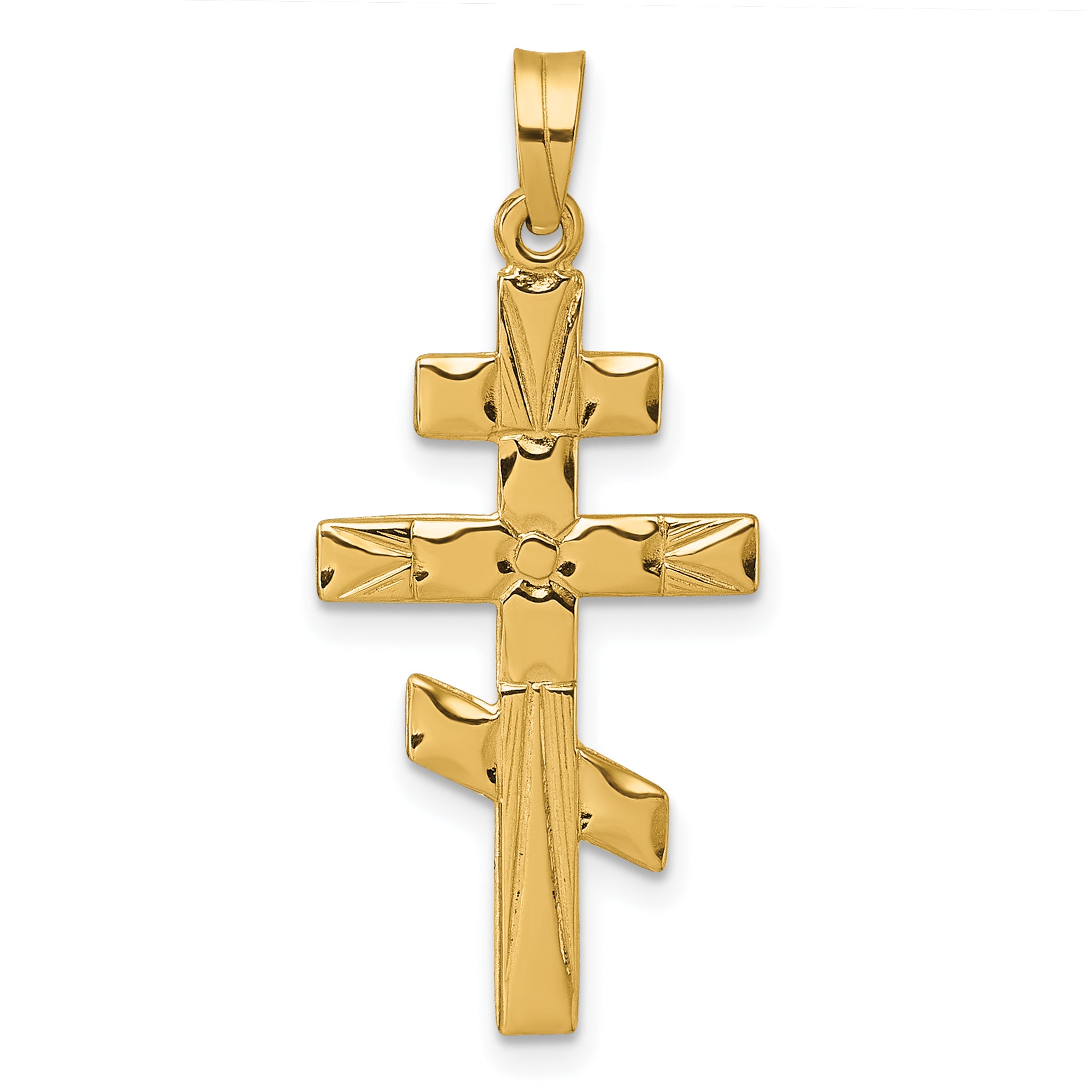 14k Polished Eastern Orthodox Cross Pendant