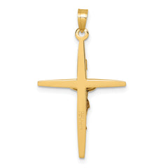 14k with White Rhodium Polished INRI Crucifix Cross Pendant